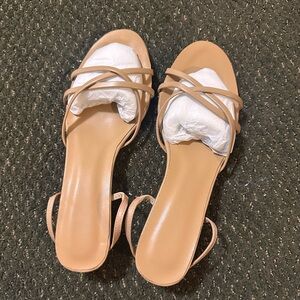 Nude Color Kitten-Heel Strappy Sandals Size 10~Brand New!